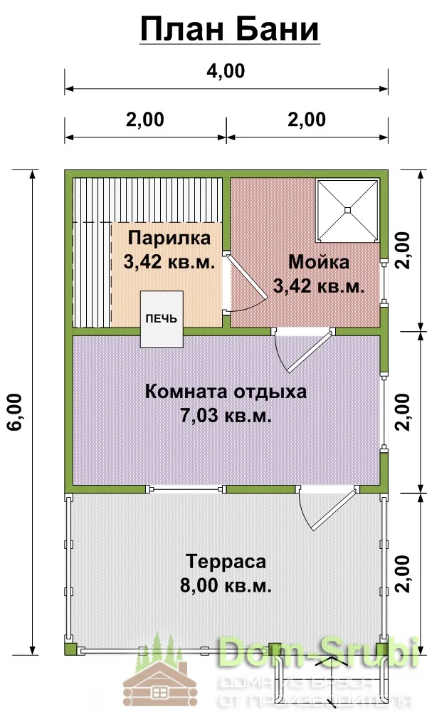 Баня из бруса Б-42 (4х6)