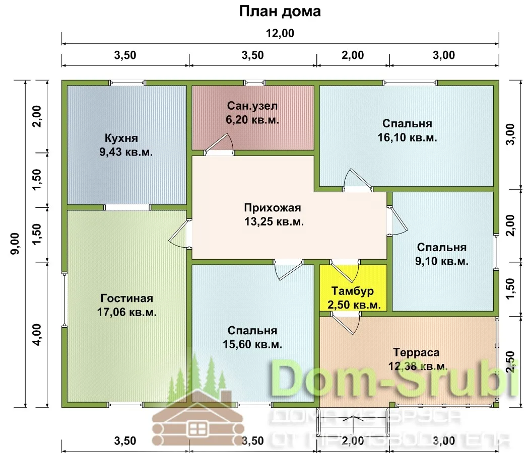 Дома из бруса Д-2 (12х9)