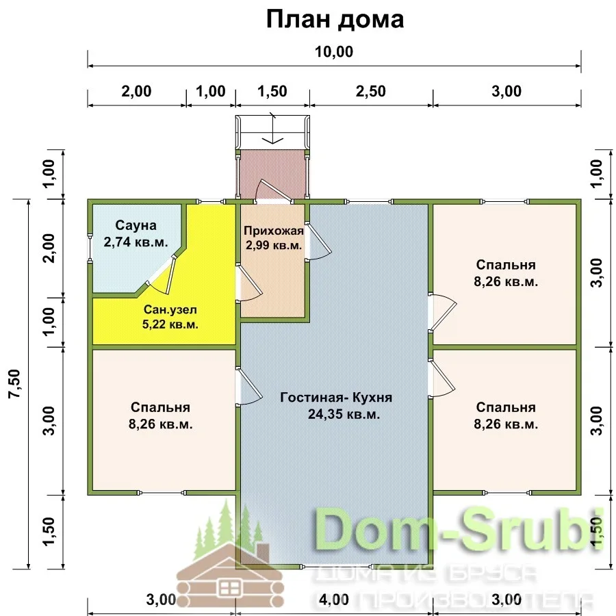 Дом каркасный ДК-24 (10х7,5)