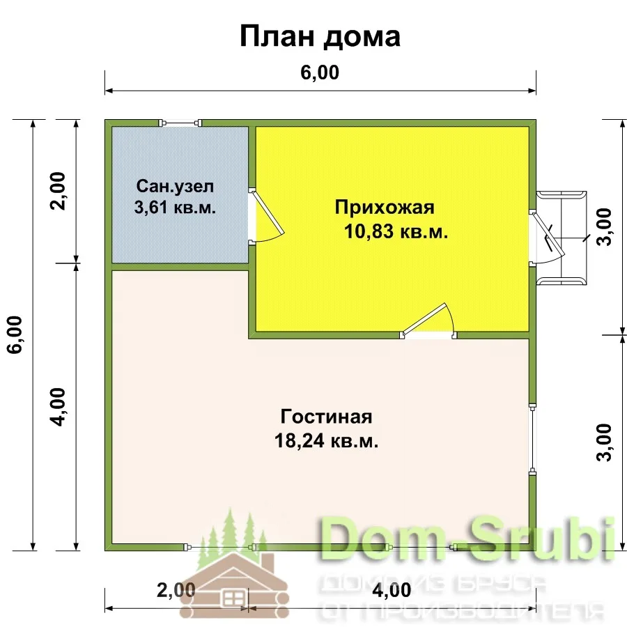 Дом Каркасный ДК-29 (6х6)