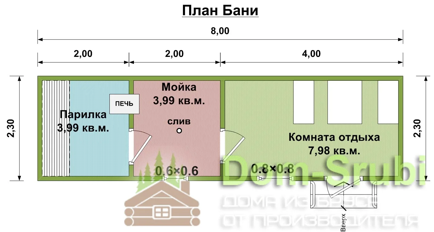 Мобильная Баня из бруса БМ-7 (2.30X8)
